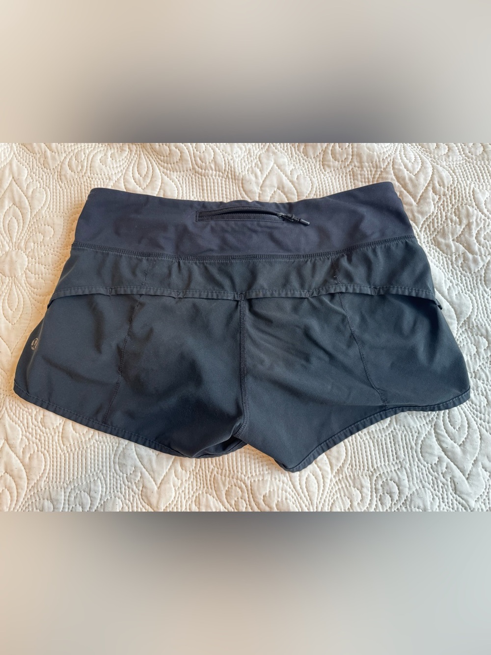 Lululemon Black Running Shorts Size 4 • Low Rise • Zip Pocket - Picture 2 of 5